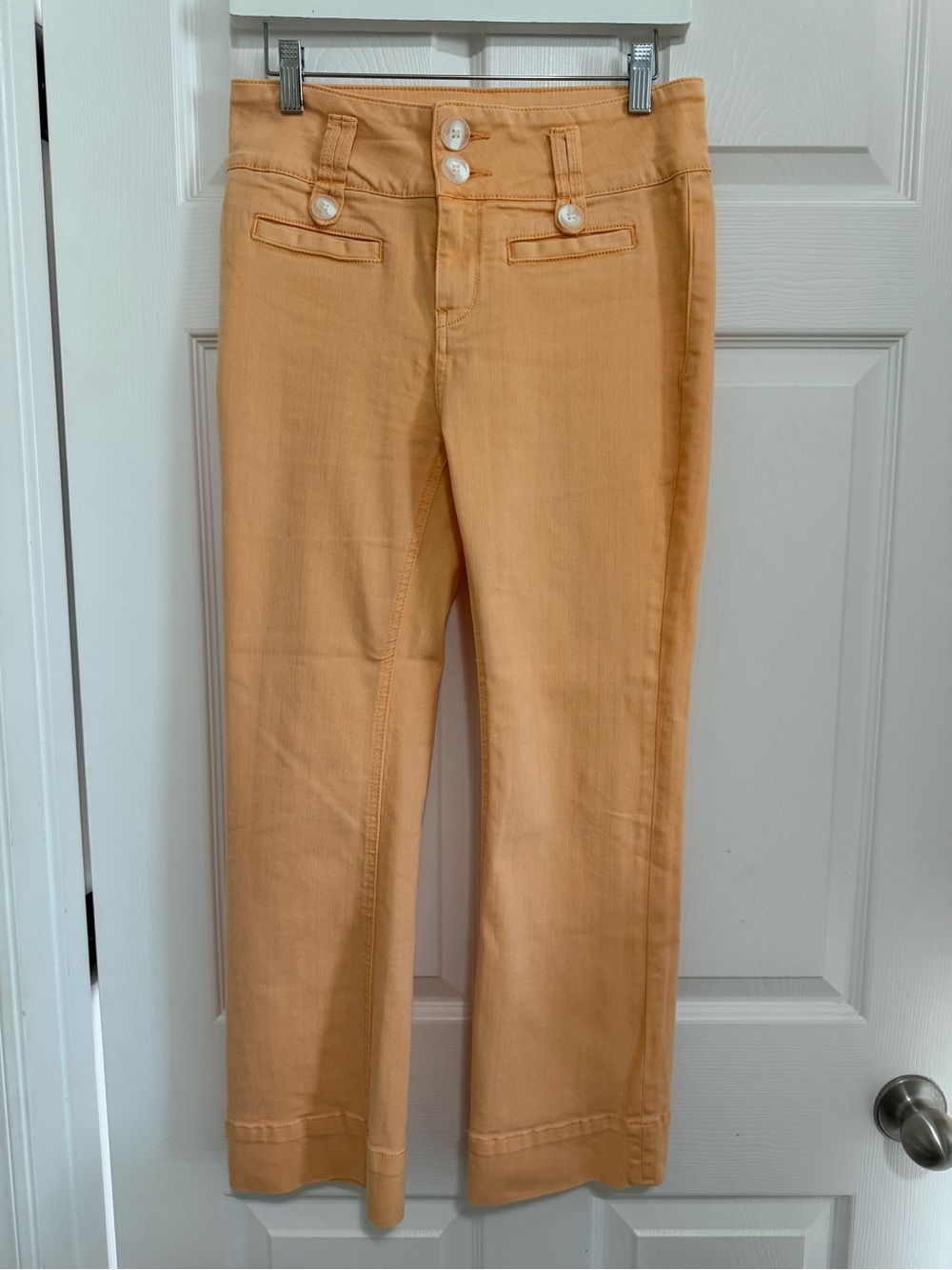 Pilcro and the Letterpress Wide-Leg Jeans in Light Orange